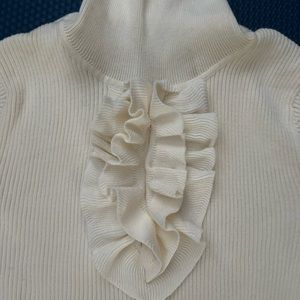 Silk Ruffle Turtleneck Ivory